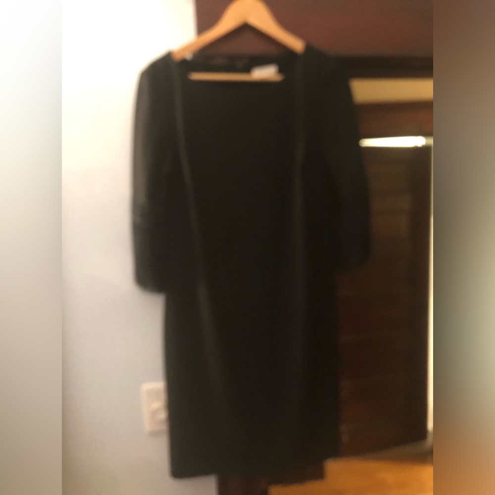 Calvin Klein Black Long Sleeve Shift Dress with fringe sleeves